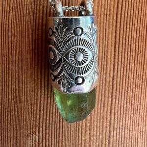 Silver and Green Pendant Necklace